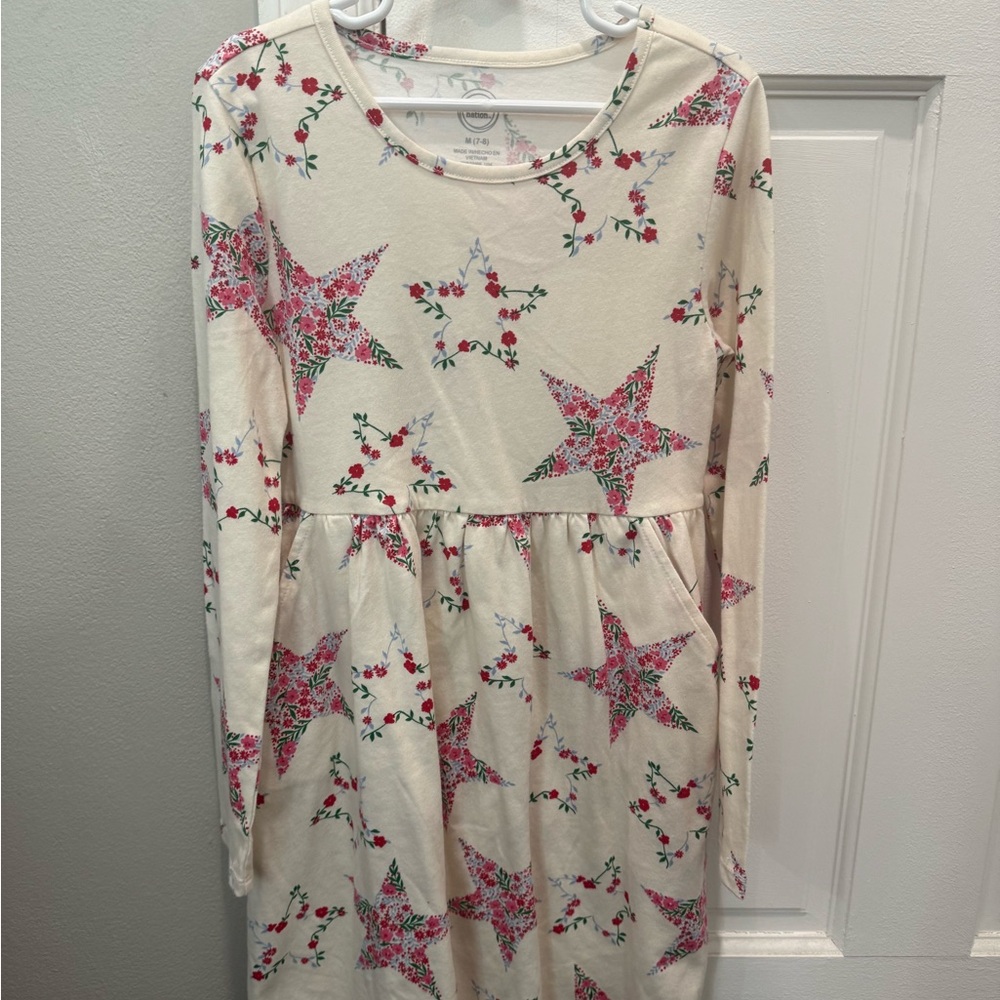 Cat & Jack Cream Dress with Floral Star Pattern